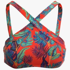 L*Space Liberty Palm Serena Red and Green Bikini Top with Crossed Back